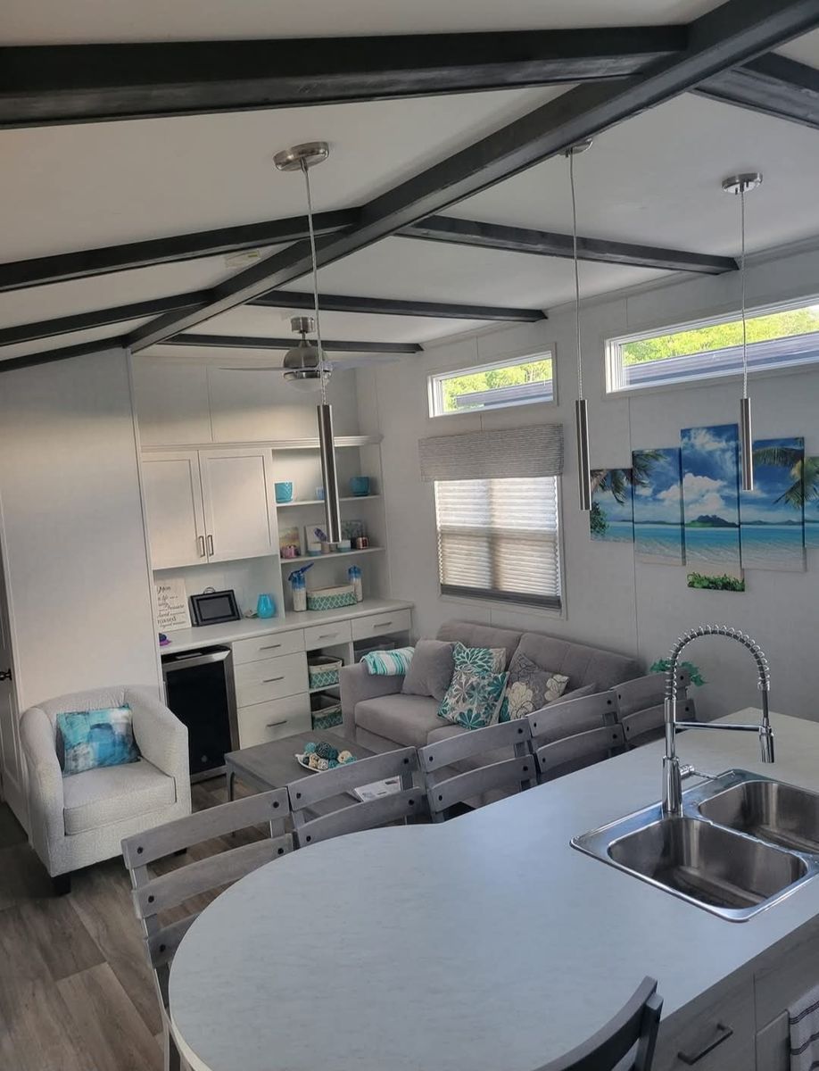 Living Room & Kitchen — Zen Tide Retreat cottage